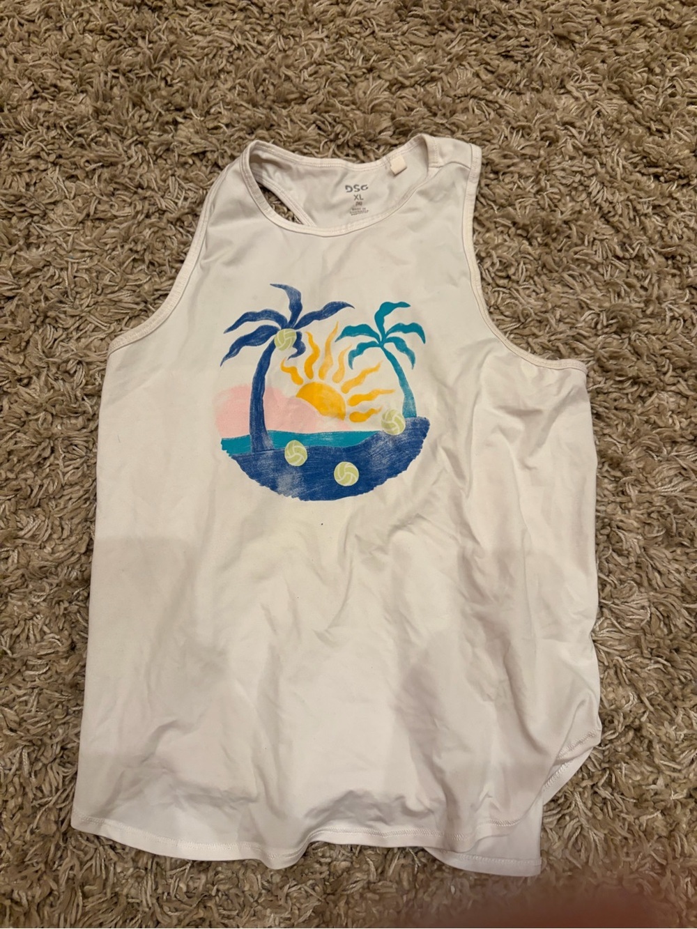 DSG White Tank Top with Subtle Gray Logo